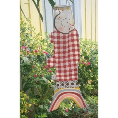 Gingham koinobori, carp-shaped-windsock signed by Madame Mo 2