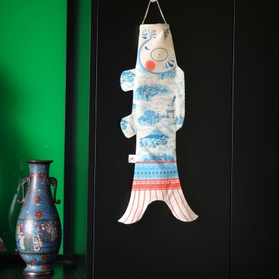 Windsock Madame Mo, Toile de Jouy Koinobori, Japanese inspiration, gift idea for children, for adults. 2