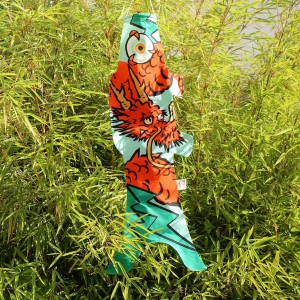 Madame Mo Ochre Dragon Pop windsock, Small size, Japanese-inspired gift.