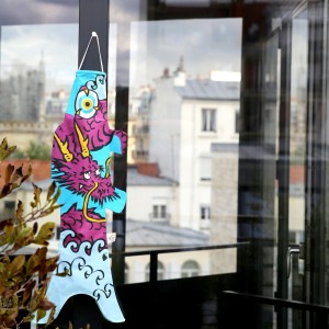 koinobori Madame Mo Purple Dragon Pop, Small size, Japanese-inspired gift, gift for adult and kids
