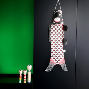 koinobori by Madame Mo, Strong Black, Small size, Japanese-inspired gift, outdoor decoration for balcony or terrace.
