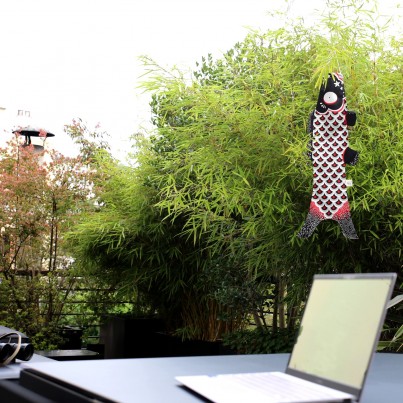 Windsock by Madame Mo, Strong Black, Small size, Japanese-inspired gift, outdoor decoration for balcony or terrace. 2