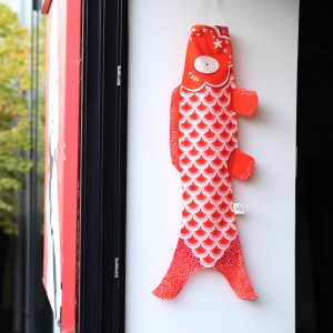 Madame Mo Tangerine koinobori, Small size, Japanese-inspired gift, outdoor decoration, balcony, terrace.