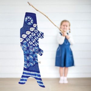 Madame Mo Deep Shibori windsock, Small size, koinobori, ethical and chic Japanese gift idea, unique wall decor