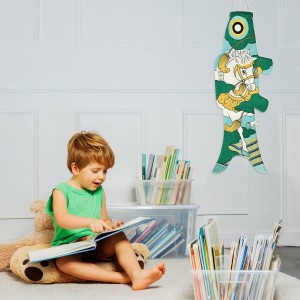 Koinobori Madame Mo Yabusame Blue, taille Small, idée cadeau japonais